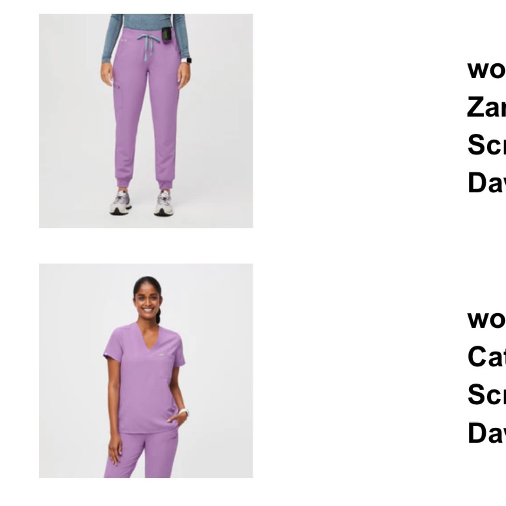 Lilac dawn xs Zamora joggers xs Catarina scrub top brand new with tags in bags